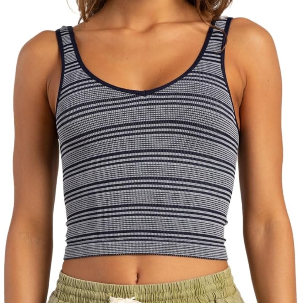 Tilly's Striped Seamless Navy Blue Tank Top